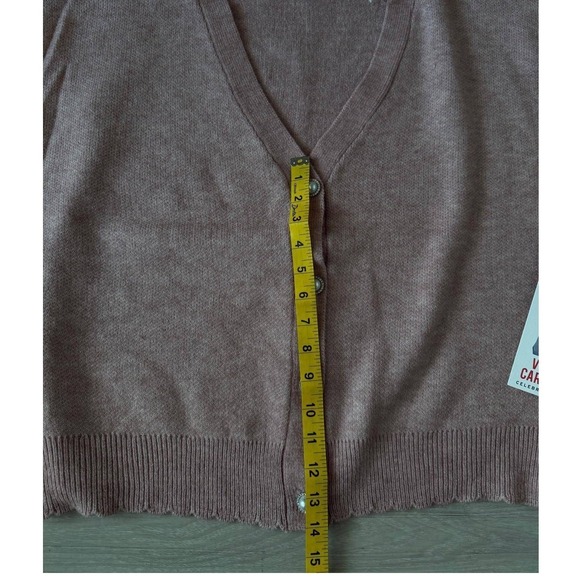 Pink Dusty Rose V Neck Button Front Cardigan Sweater Women XXL Celebrity - Picture 7 of 13